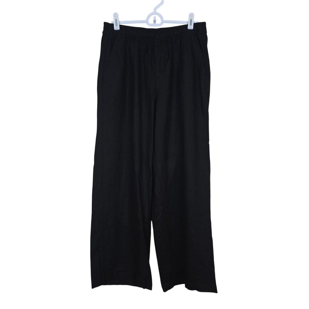 Women's Old Navy Black Linen Blend Pull On Elastic Waist Pants | Size XS